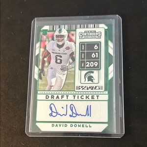 David Dowell Michigan State Draft Ticket Autograph Card